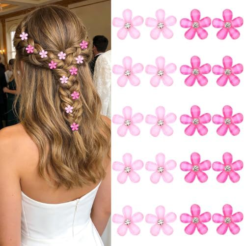 YISSION 20Pcs Pink Hot Pink Mini Flower Hair Clips Women Wedding by YISSION