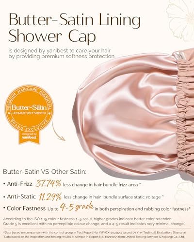 Yanibest Satin Lined Shower Cap, Reusable Waterproof Shower Caps for Women - Image 3