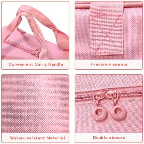 Grekos Hair Accessories Organizer for Girls, Kids Hair Bow Storage Bag, Holds Hair Clips, Headbands, Hair Ties & Scrunchies, Multiple Pockets, Hanging Travel Case, Pink (Bag Only) - Image 2