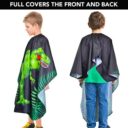 Kids Haircut Cape Waterproof Barber Cape Cover, Dinosaur Hair Cutting Cape for Boys with Adjustable Snap Closure (Dinosaur) - Image 4