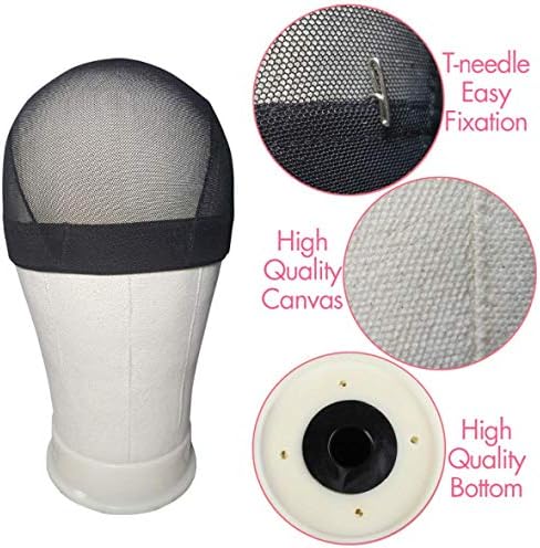 Leeven Poly Canvas Head for Making Wigs Manequin Head with Stand 21 Inch - Image 6