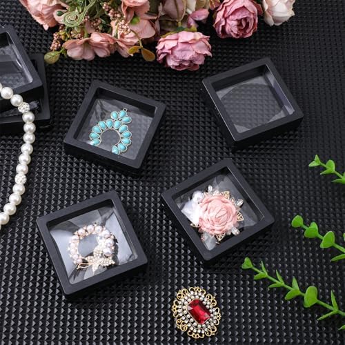 60 Pcs 3D Floating Display Case, 2.8 x 2.8 x 0.8 Inch Transparent Film 3D Floating Coin Display Frame Holder Stands for Challenge Coins, Jewelry, Shells, Gems, Rocks, Fossils, Specimen, Black - Image 7