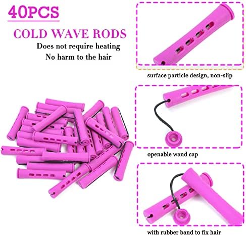 Perm Rods Set for Natural Hair 40pcs Plastic Cold Wave Rods for Long Short Hair Rollers Large Hair Curling Rods for Women Purple - Image 5