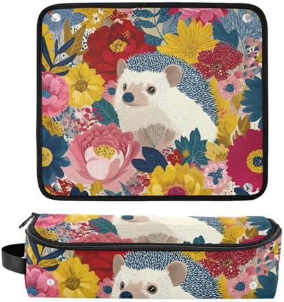 Hair Tools Travel Bag with Heat Resistant Mat Detachable 2-in-1 Curling Iron Travel Case Hot Tools Organizer for Straightener Flat Iron Garden Flowers Hedgehogs Colorful - Image 3
