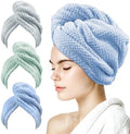 my novel things 3 Pack Microfiber Hair Towel Wrap for Women 25.4"x9.8", Super Absorbent Hair Towel Wrap, Quick Dry Hair Towels with Button for Curly Hair Anti Frizz (Blue,Green,Gray) by mynovelthings