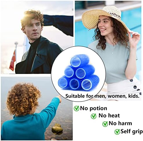 24PCS Self Grip Small Heatless Rollers Set for Pro Salon Hairdressing and DIY Hairstyles - Rat Tail Comb Included for Medium and Short Lengths (0.8in, Dark Blue) - Image 4