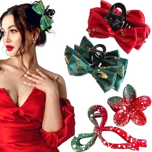GQLV Christmas Flower Hair Claw Clips-4PCS Large Claw Clips for Thick/Thin Hair Claws,Strong Hold Nonslip Cute Hair Clips for Women Girls,Hawaiian Hair Accessories Holiday Gifts by Firstchoiceforqualitylife