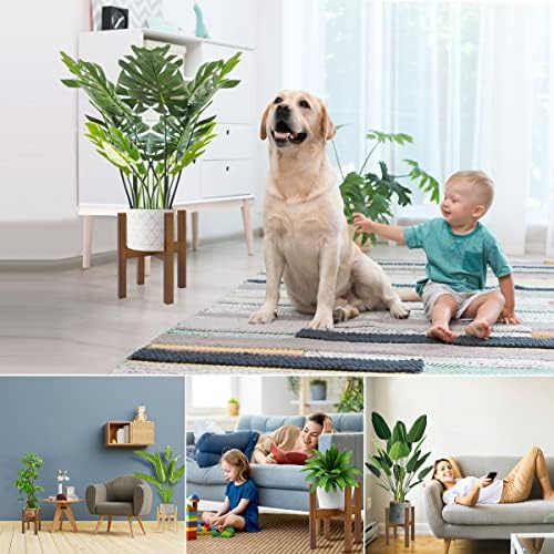 Rnined Adjustable Plant Stand Indoor,Bamboo Mid Century Modern Plants Stands, Stable Plant Holder,Fit 8 9 10 11 12 inch Pots (Pot & Plant Not Included)(Black) - Image 6