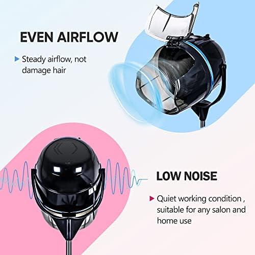 ZENY Professional Stand Up Hair Dryer, 1300W Bonnet Dryer Adjustable Height - Image 3