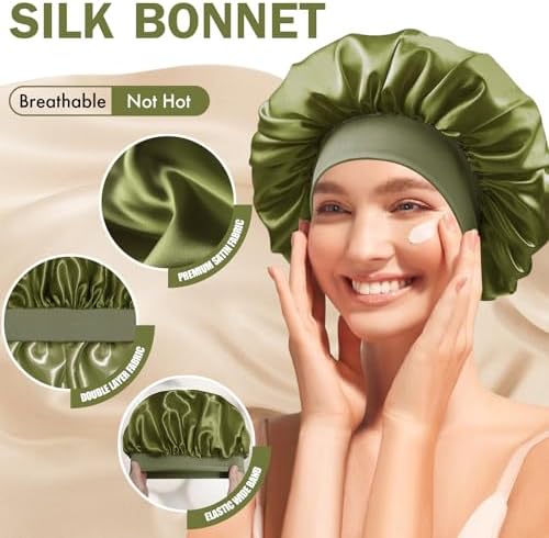 Satin Silk Bonnet for Hair, Double Layer Sleep Cap for Men & Women - Image 5