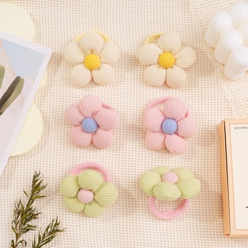 CÉLLOT 10PCS Flower Hair Ties,4cm Diameter Seamless Nylon Bands for Girls - Image 5