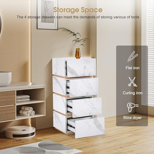BarberPub Marble Pattern Salon Cabinet, Handleless Modular Storage 2037 - Image 4