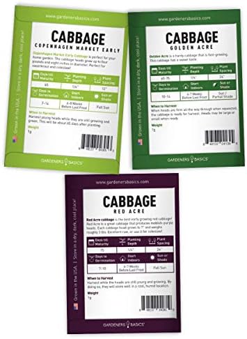Gardeners Basics, Cabbage Seeds for Planting 5 Individual Packets Bok Choy, Michihili (Napa) Chinese Cabbage, Red, Golden Acre and Copenhagen Market Early for Your Non GMO Heirloom Vegetable Garden - Image 6