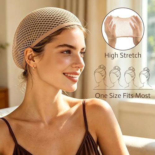 MEEZY 12 Pcs Skin Color Mesh Wig Caps for Women, Closed-End Fishnet Wig Cap Bulk Liner Weaving Hair Net for Women Men Halloween Cosplay Costume Dating Concerts Bachelorette Party - Image 4