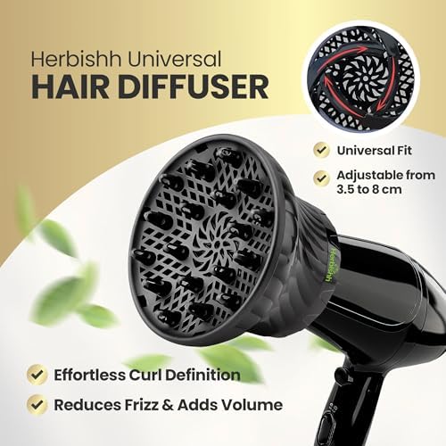 Herbishh Universal Hair Dryer Diffuser for Curly, Coily & Wavy Hair, Black - Image 2