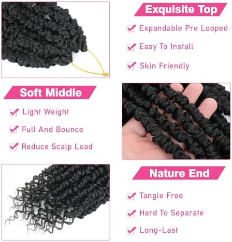 Pre-twisted Crochet Hair - 12 Inch Bohemian Passion Twist Braids for Women - Image 3