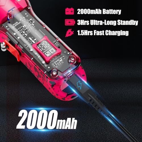 Professional Hair Clippers for Woman, Cordless Barber kit for Hair Cutting & Grooming, Hair Clippers Set for Barber Haircut with LED Display 8 Fade Taper Combs(Pink) - Image 5