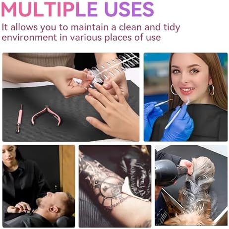 Makartt 50 Pcs Black Foldable Nail Mats, 3-Ply Waterproof Disposable - Image 6