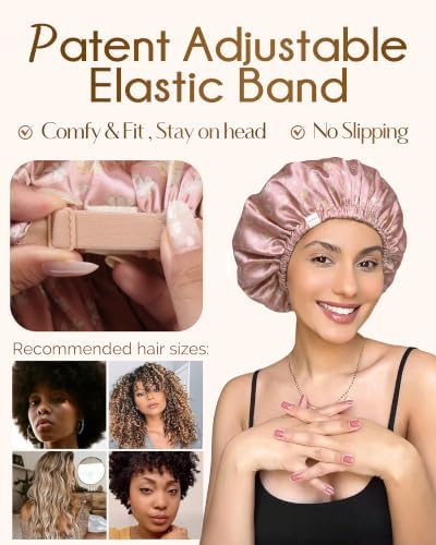 YANIBEST Adjustable Satin Bonnet with No Damage Hair Scrunchie - Image 3