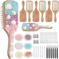 6 Sets DIY Wooden Hairbrush Craft Kit 10" Pearl Shell, Mermaid by Acellegic