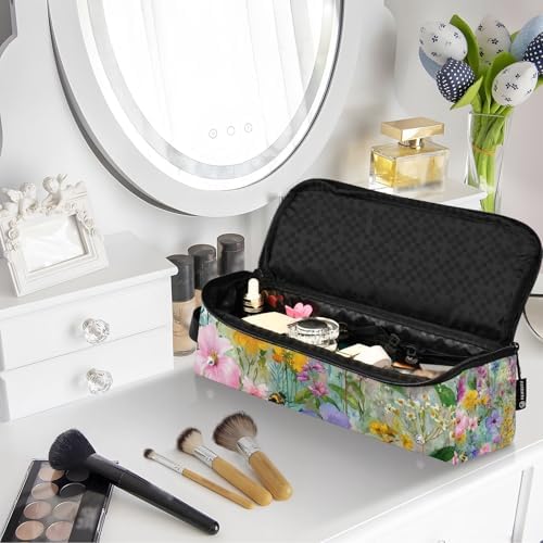 Hair Tools Travel Bag with Heat Resistant Mat 2-in-1 Hot Tools Travel Bag Organizer Flat Curling Iron Travel Case for Straightener Colorful Bees Flowers - Image 7