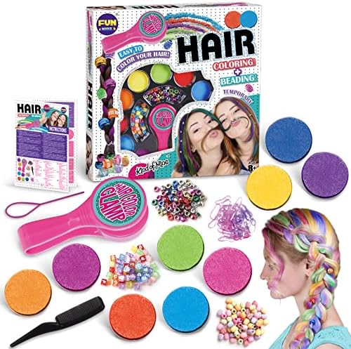 Hair Braiding Kit for Girls 8-12, FunKidz Handheld Hair Temporary Coloring Clamp with Hair Chalk for Kids Washable Hair Makeup Kit by FUNKIDZ