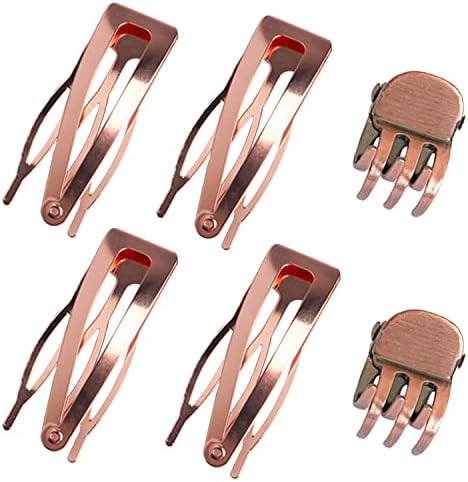 Hann 24 Pieces Double Grip Hair Clips + 2 Claw Hair Clips Metal Snap Hair Clips Hair Barrettes for Hair Making, Salon Supplies (Rose Gold) by HannInc