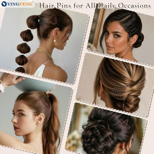 YINGFENG 510Pcs Women Hair Styling Set Bobby Pins U Clips Bun Nets Elastic Hair Ties Brown Black Hair Accessories for Daily Dance Hairstyle - Image 4