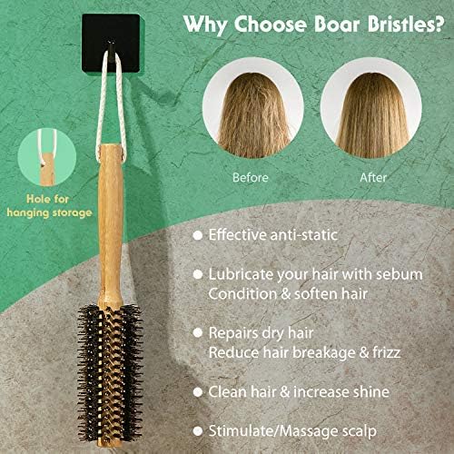 Vista Round Brush Bamboo Natural Boar Bristle Hair Brush Round - Image 4