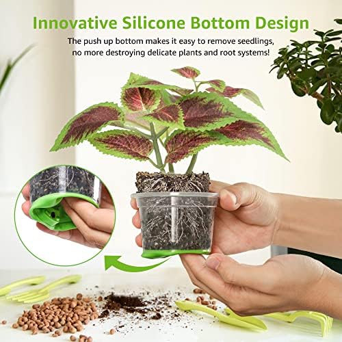 MIXC Clear Nursery Pots with Silicone Base, 4-Inch, 30-Pack - Image 3