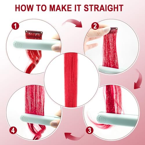 Red and Blue Hair Extensions, 10 Pcs Curly Wavy Colorful Hair Accessories - Image 5