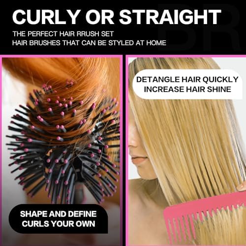 3D Bomb Curl Hair Brush 360° Round Styling Hair Brush Detangling Hairbrush Spherical Ball Brush Salon Round Hair Curling Curler and Wide Tooth Comb for Curly/Long/Wet/Dry Hair - Image 2