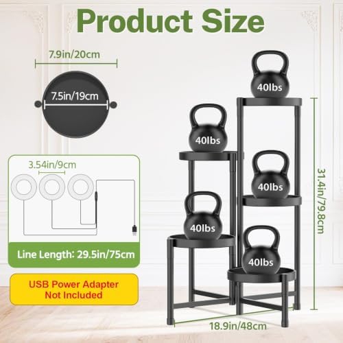 iDavosic.ly Plant Stand Indoor with Grow Lights, 5 Tier Metal Shelf, Black - Image 2