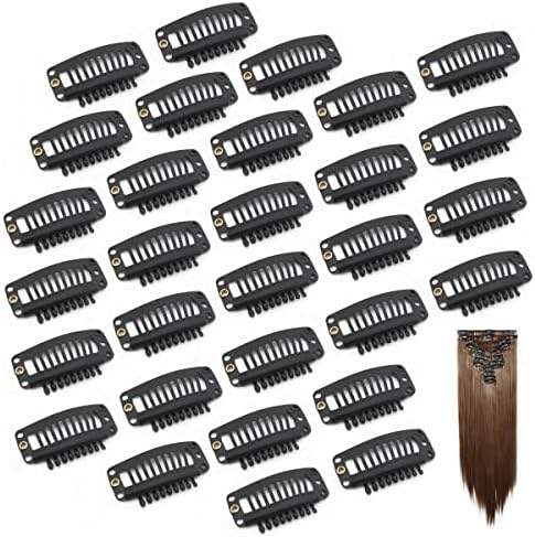 Dreamlover Hair Extension Clips, Wig Clips to Secure Wig, 9 Teeth, 30 Pieces by Dreamlover