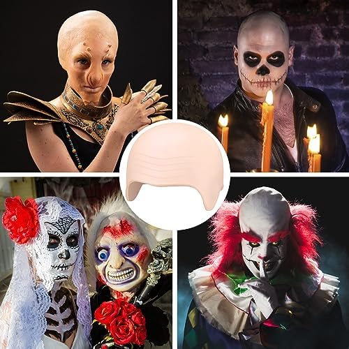 4 PCS Halloween Makeup Latex Bald Cap 4 PCS Nylon Head Wig Cap - Image 6