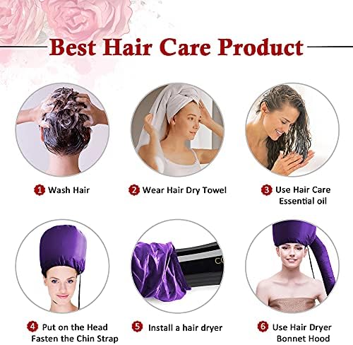Hair Dryer Bonnet - Upgraded Bonnet Hair Dryer with Longer Extended Hose for Easy Styling, Curling and Deep Conditioning, Purple, One Size Fits All - Image 6