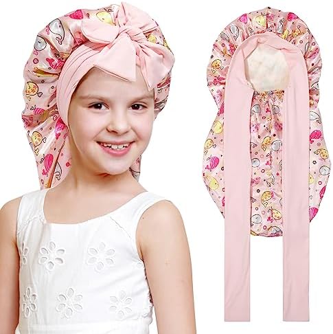 AWAYTR Kids Bonnets for Girls - Satin Long Hair Braid Bonnet for Sleeping by AWAYTR