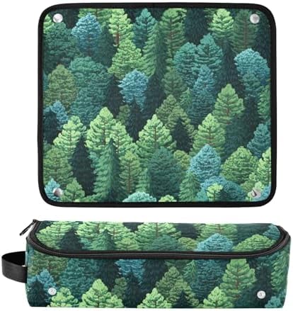 Hair Tools Travel Bag with Heat Resistant Mat 2-in-1 Hot Tools Travel Bag Organizer Flat Curling Iron Travel Case for Straightener Vivid Pine Trees Green - Image 3