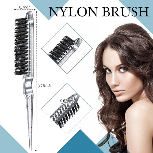 Geiserailie 3 Pcs Slick Back Hair Brush Set Bristle Brush, Clear Red - Image 3