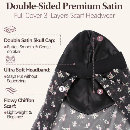 Ababalaya Satin Lined Head Wrap Chemo Headwear for Women - Image 2