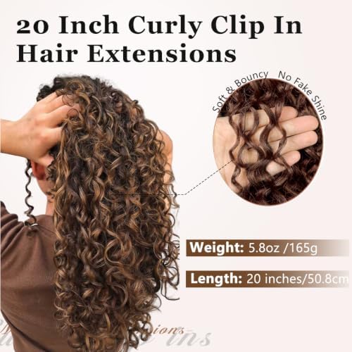 Vigorous Curly Clip In Hair Extensions,4PCS 20 inch Thick Curly Hair Extensions Lace Weft Clip Ins Invisible Natural Synthetic Hairpieces for Women,10H30A# - Image 2