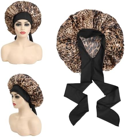 Satin Bonnet for Sleeping Women Leopard Print by Unknown