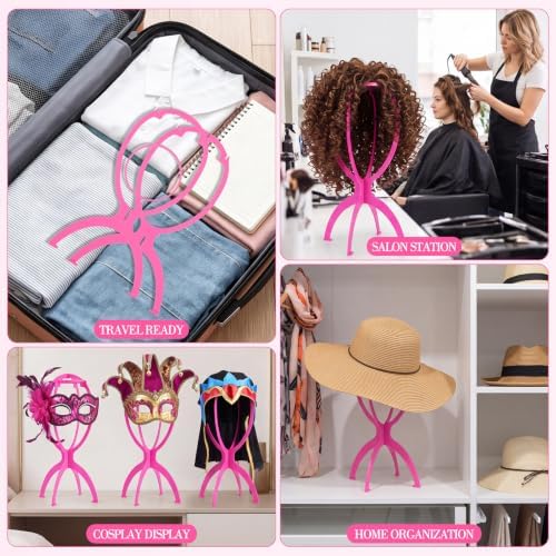 obeoby 3 Pack Updated Wig Stand, Portable Foldable Holder for Short Wigs - Image 6