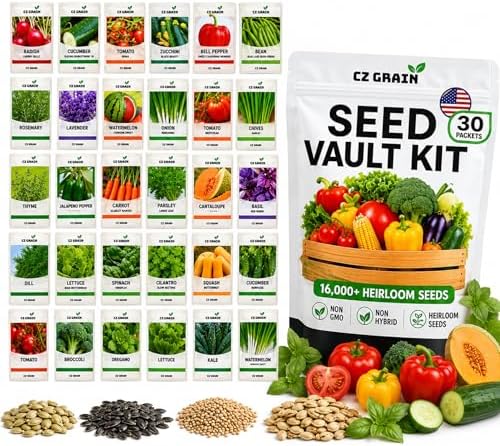 CZ Grain Seed Vault Kit, 30 Heirloom Vegetable & Herb Varieties, 16,000+ Non-GMO Seeds for Planting, Open Pollinated Survival Garden Seed Pack, USA Packed, Home Garden Starter Kit - Image 5