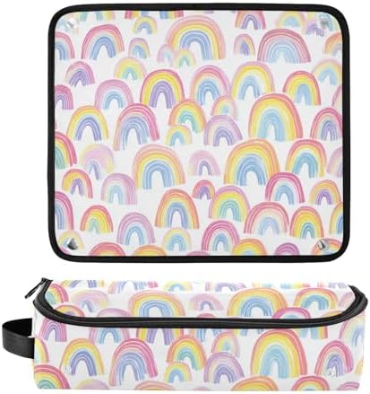 Hair Tools Travel Bag with Heat Resistant Mat Detachable 2-in-1 Curling Iron Travel Case Hot Tools Organizer for Straightener Flat Iron Gradient Cute Rainbows - Image 3