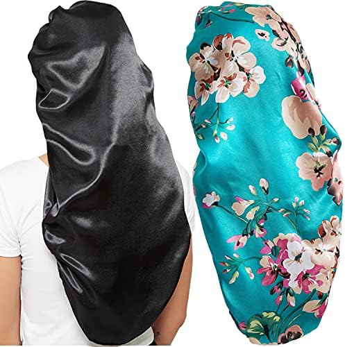 Wbfwbb 2 Pcs Silk Bonnet for Women Satin, Soft Elastic Band Silky Sleeping Cap Big Bonnets for Braids by Wbfwbb