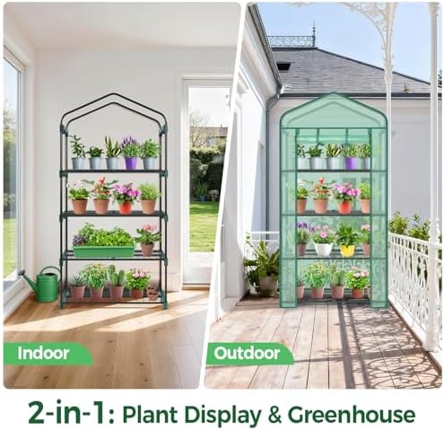 Ohuhu Mini Greenhouse for Indoor Outdoor - Adjustable 4-Tier Rack Portable - Image 6