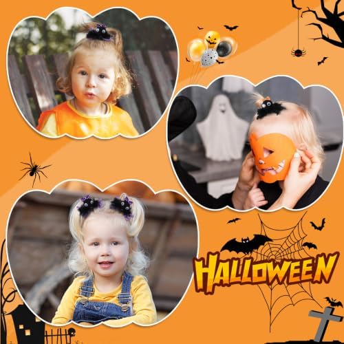 4 Pcs Halloween Spider Hair Clips, Cute Halloween Spider Bows, Polka dot webbing Feather Helloween Hairpins Handmade Alligator Clips,Gift for Cosplay Party Accessory - Image 5
