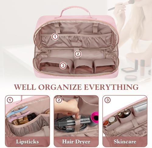 Fasrom Travel Makeup Bag for Women, Large Capacity Cosmetic Organizer Case - Image 3