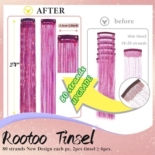 Hair Tinsel Clip in Rose Red Fairy Hair Tinsel Kit - Image 2